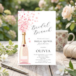 Roze Bruisende Brunch Bruidsborrel Kaart