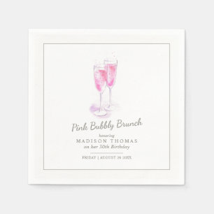 Roze bruisende brunch champagne bubbels evenement servet