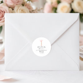 Roze Bruisende Trouwfeest Retouradres Ronde Sticker