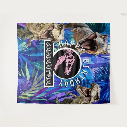 Roze brullende T rex achtergrond Wandkleed (Voorkant (horizontaal))