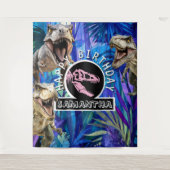 Roze brullende T rex achtergrond Wandkleed (Voorkant)