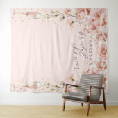 Roze Brunch & Bubbly bloemig Bruiloft Brunch achte Wandkleed (In Situ (horizontaal))
