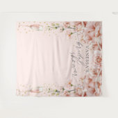 Roze Brunch & Bubbly bloemige Bruiloftsshower acht Wandkleed (Voorkant (horizontaal))