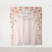Roze Brunch & Bubbly bloemige Bruiloftsshower acht Wandkleed (Voorkant)