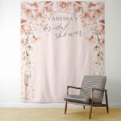 Roze Brunch & Bubbly bloemrijke Bruiloftfeest acht Wandkleed (In situ)