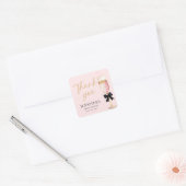 Roze Brunch en Bruisend Dank je Vierkante Sticker (Envelop)