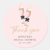 Roze Brunch en Bruisend Danken Ronde Sticker (Voorkant)