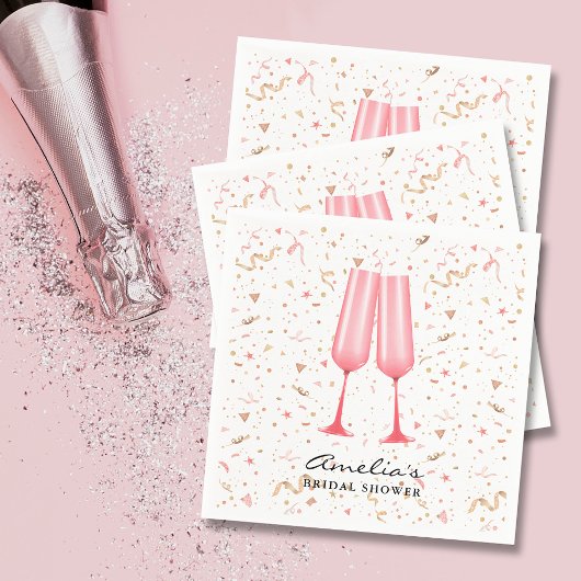 Roze Brunch en Bruisende Bruiloft Borrel Servet