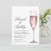 Roze Brunch En Bruisende Bruiloftsdouche Kaart (Staand voorkant)