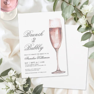 Roze Brunch En Bruisende Bruiloftsdouche Kaart