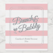 Roze brunch en bubbel, Vrijgezellenfeest Wijn Etiket (Enkel label)