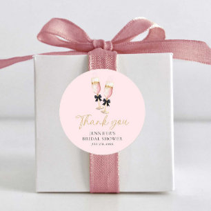 Roze brunch en bubbels Bedankt Ronde Sticker