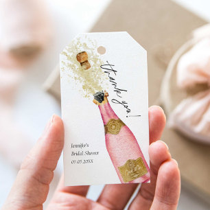 Roze brunch en bubbels dank je wel cadeaulabel