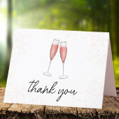 Roze Brunch en Bubbels Waterverf Champagne Glazen Bedankkaart