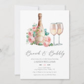 Roze Brunch en Bubble Champagne Vrijgezellenfeest Kaart (Voorkant)