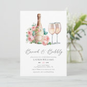 Roze Brunch en Bubble Champagne Vrijgezellenfeest Kaart (Staand voorkant)