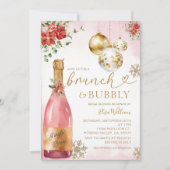 Roze Brunch en Bubble Champagne Vrijgezellenfeest Kaart (Voorkant)