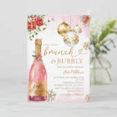 Roze Brunch en Bubble Champagne Vrijgezellenfeest Kaart (Staand voorkant)