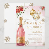 Roze Brunch en Bubble Champagne Vrijgezellenfeest Kaart (Voorkant / Achterkant)