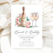 Roze Brunch en Bubble Champagne Vrijgezellenfeest Kaart