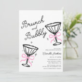 Roze brunch en Bubbly grillige hand getekend Kaart (Staand voorkant)