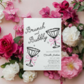 Roze brunch en Bubbly grillige hand getekend Kaart