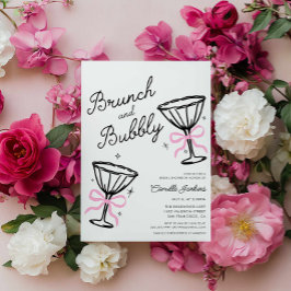 Roze brunch en Bubbly grillige hand getekend Kaart