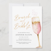 Roze Brunch en Bubbly Vrijgezellenfeest Kaart (Voorkant)