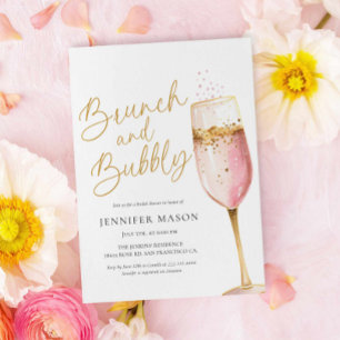 Roze Brunch en Bubbly Vrijgezellenfeest Kaart