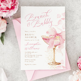 Roze Brunch en Bubbly Vrijgezellenfeest Kaart
