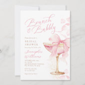 Roze Brunch en Bubbly Vrijgezellenfeest Kaart (Voorkant)