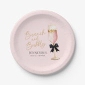 Roze Brunch en Bubbly Vrijgezellenfeest Papieren Bordje (Voorkant)
