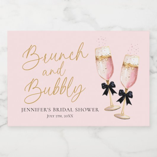 Roze Brunch en Bubbly Vrijgezellenfeest Sparkling Wijnetiket (Enkel label)