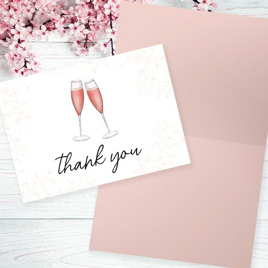 Roze Brunch en Mousserend Waterverf Champagneglaze Bedankkaart