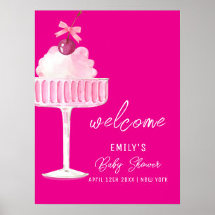 Roze Brunch Kers Champagne Baby Shower Welkom  Poster