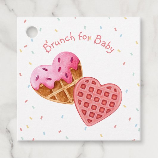 Roze brunch voor baby shower bedankjes labels (Voorkant)
