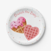 Roze brunch voor baby shower papieren bordje (Voorkant)