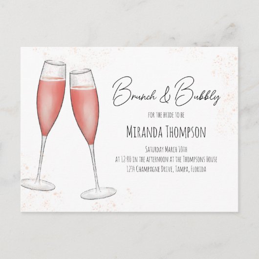 Roze Brunch Vrijgezellenfeest QR Code Cadeauregist Briefkaart (Voorkant)