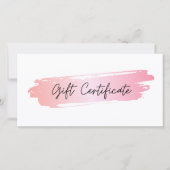 Roze Brushstroke Business Logo Cadeaubon (Voorkant)
