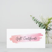 Roze Brushstroke Business Logo Cadeaubon (Staand voorkant)