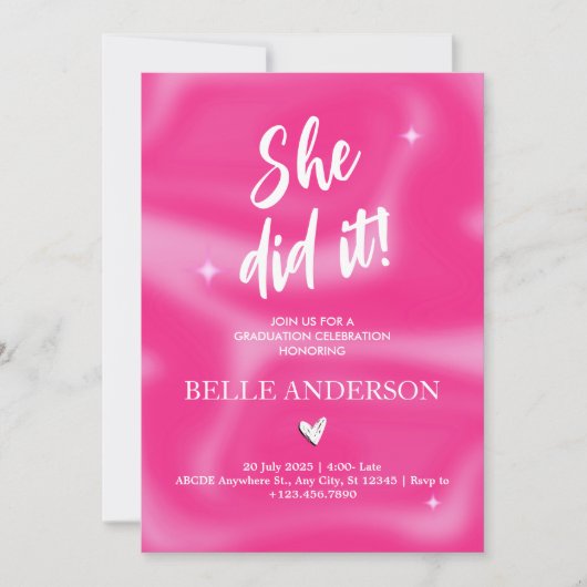 Roze Brushstrokes y2k retro Afstuderen Kaart (Voorkant)