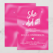 Roze Brushstrokes y2k retro Afstuderen Kaart (Voorkant / Achterkant)