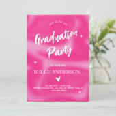 Roze Brushstrokes y2k retro afstuderen Kaart (Staand voorkant)