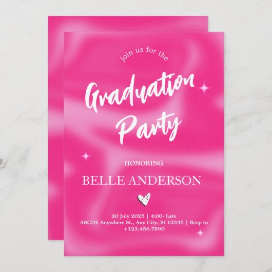 Roze Brushstrokes y2k retro afstuderen Kaart (Voorkant / Achterkant)