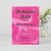 Roze Brushstrokes y2k retro Afstuderen vrijgezel Kaart (Staand voorkant)