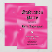 Roze Brushstrokes y2k retro Afstuderen vrijgezel Kaart (Voorkant / Achterkant)