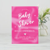 Roze Brushstrokes y2k retro Baby shower Kaart (Staand voorkant)