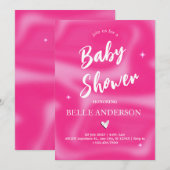 Roze Brushstrokes y2k retro Baby shower Kaart (Voorkant / Achterkant)