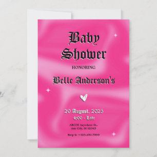 Roze Brushstrokes y2k retro Baby shower Kaart
