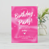 Roze Brushstrokes y2k retro Verjaardagsfeest Kaart (Staand voorkant)